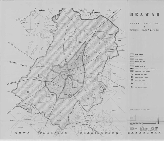 beawar urban area map 2001