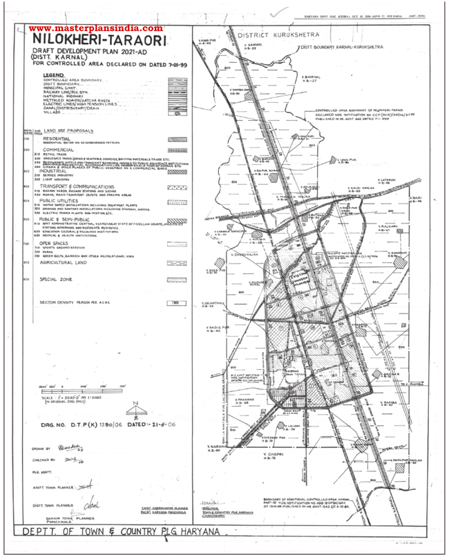 nilokheri taraori master plan 2021 map