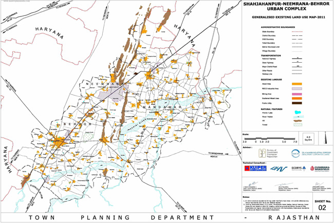shahjahanpur neemarana behror urban complex existing land use map 2011