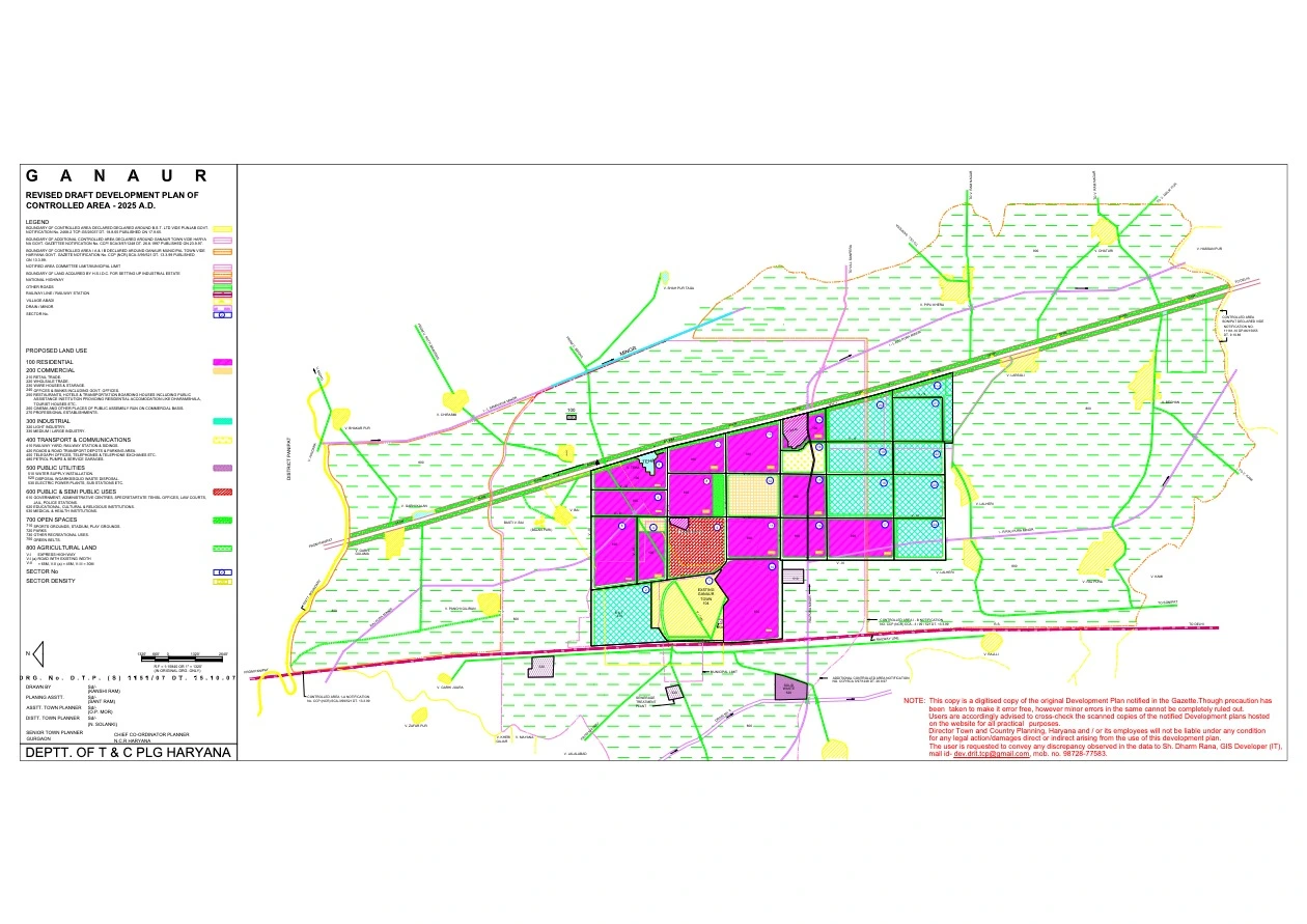 Ganaur Revised Draft Master Plan 2025 Map PDF