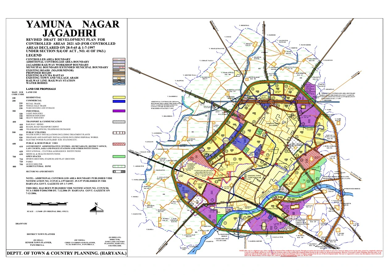 Jagadhri Revised Draft Master Development Plan 2021 Yamuna Nagar Map PDF