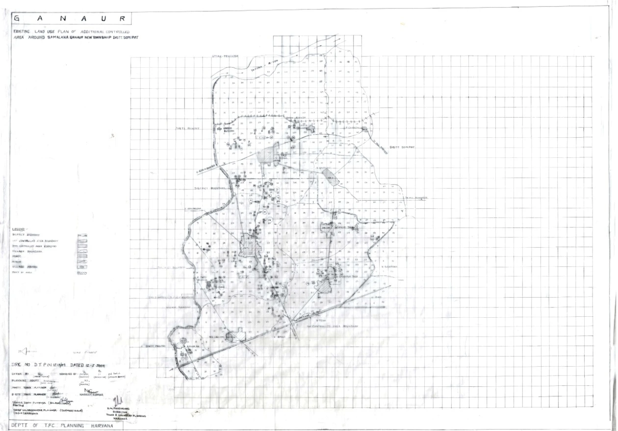 Samalkha Ganaur Existing Land Use Plan for New Township Sonipat PDF Map
