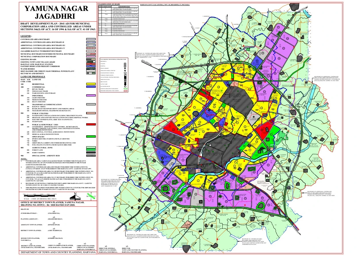 Yamuna Nagar Jagadhri Draft Master Plan 2041 PDF Map