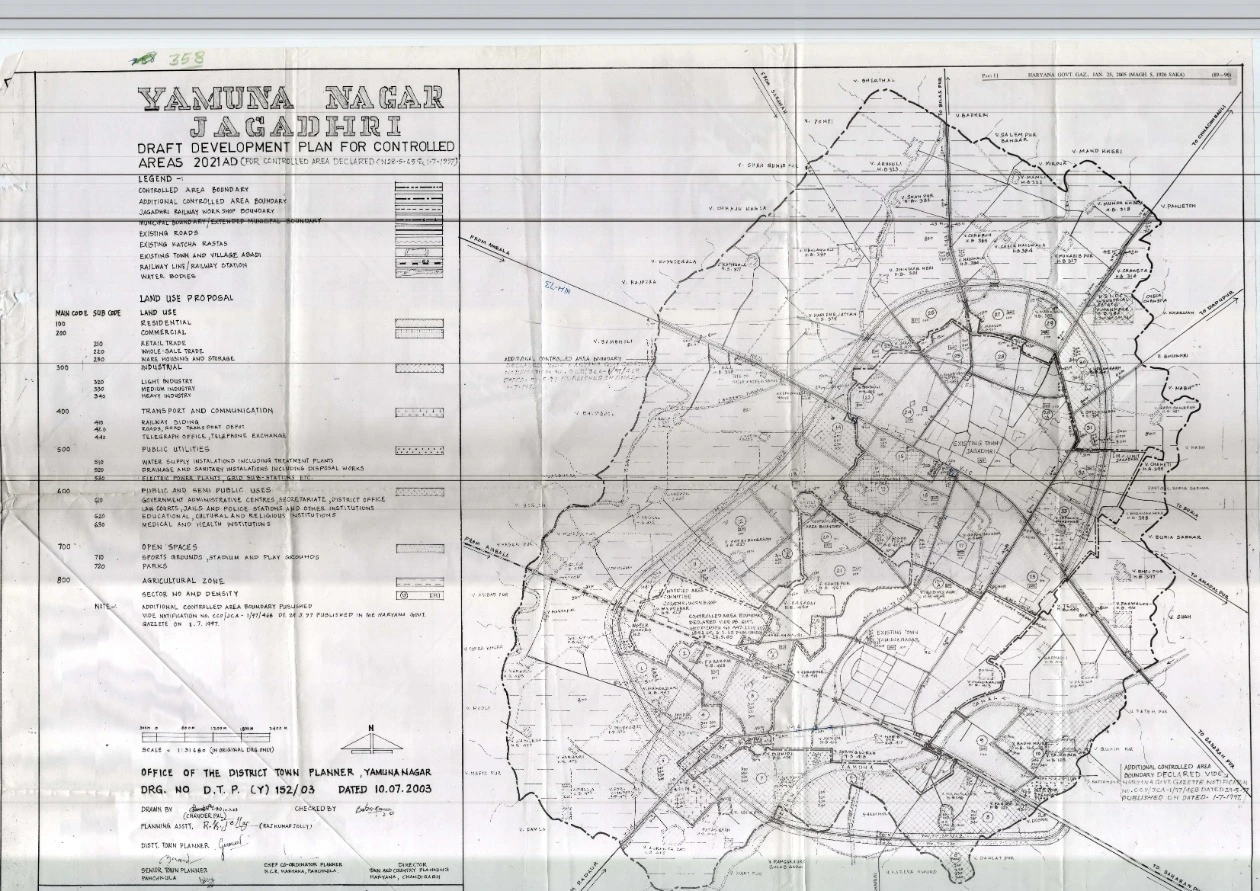 Yamuna Nagar Jagadhri Draft Master Development Plan 2021 PDF Map