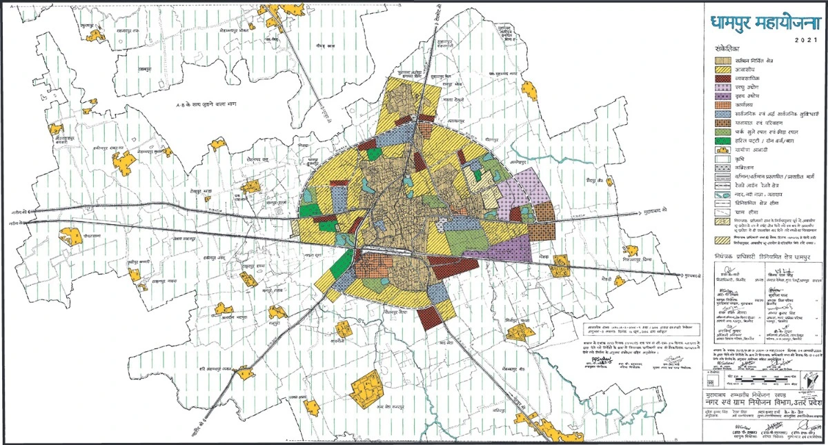 Dhampur (Bijnor) Master Plan Regulated Area Map PDF 2021
