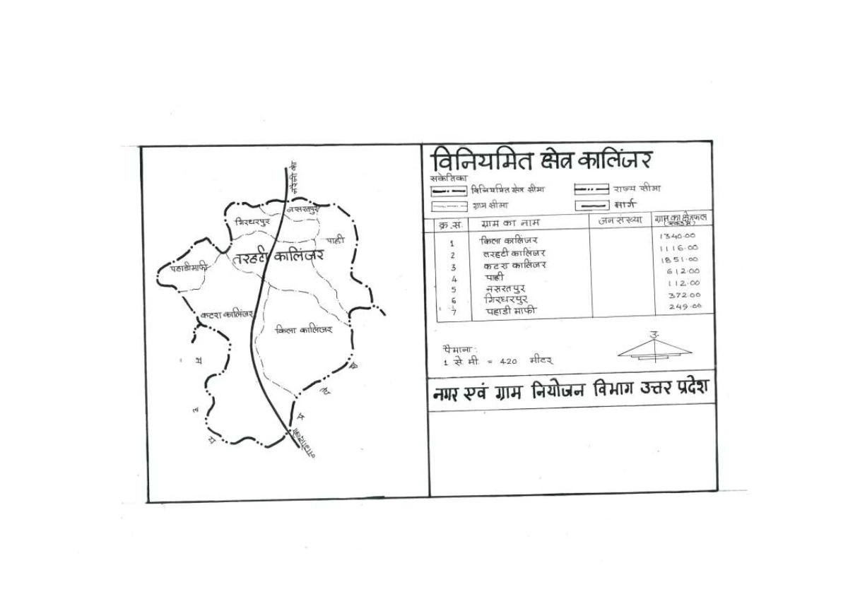 Kalinjar (Banda) Master Plan Regulated Area Map PDF