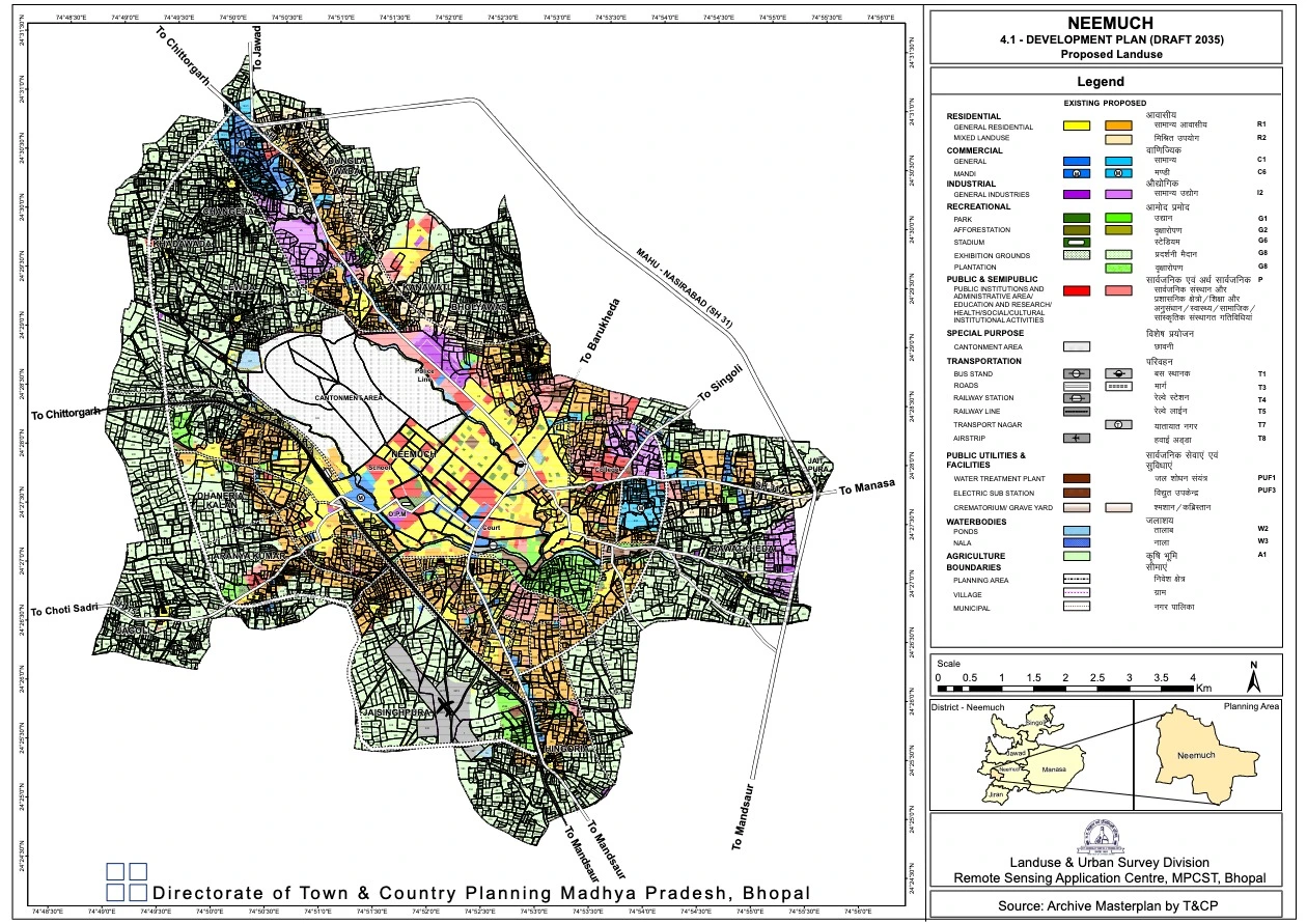 Neemuch Master Plan 2035 PDF - Proposed Land Use Khasra Map (Draft)