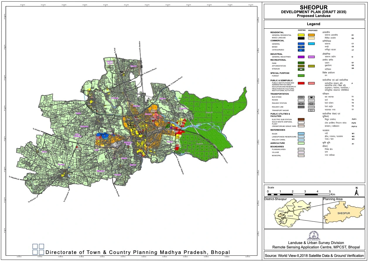 Sheopur Master Plan 2035 PDF - Draft Land Use Map with Khasara Details